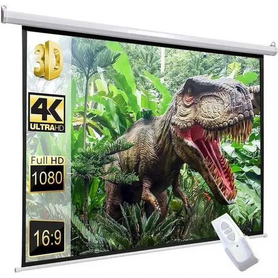 SKY SCREENS M120 Motorlu Kumandalı Projeksiyon Perdesi - Beyaz Kasa